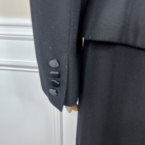 Kasper ASL Polyester Rayon Tuxedo VTG Skirt Suit 10 Black Double Breasted 2PC - Picture 11 of 12